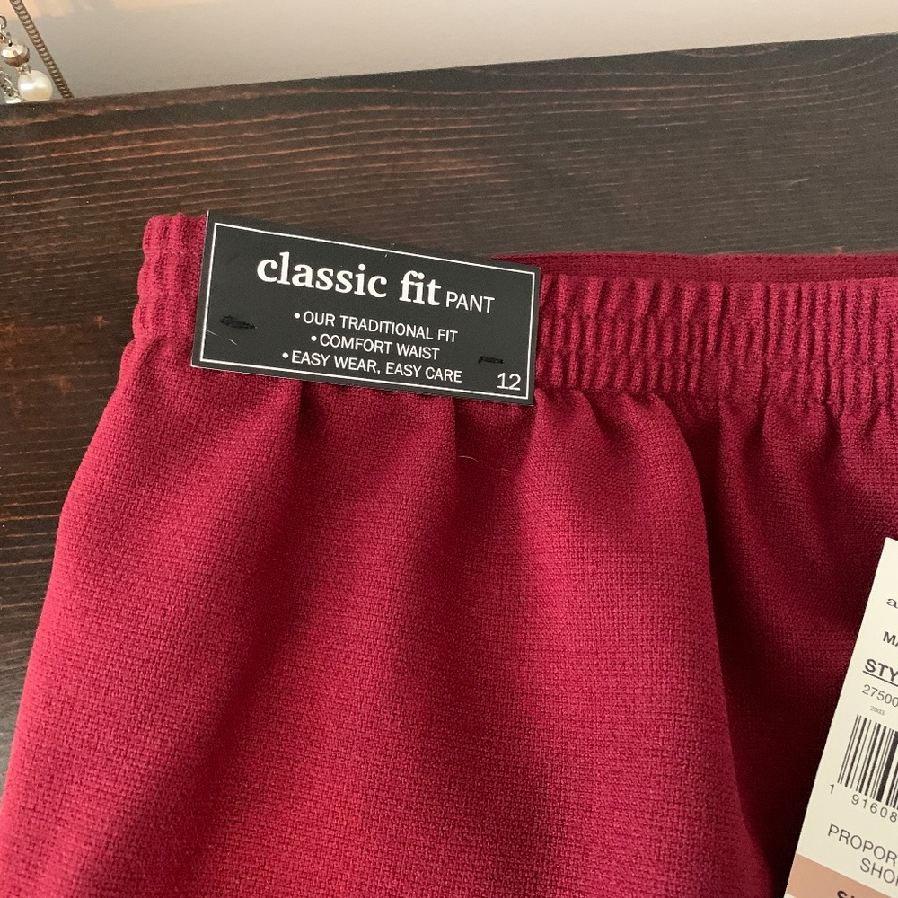 Alfred Dunner, 12S, Burgundy, Classic Fit Pants NWT - Picture 3 of 4